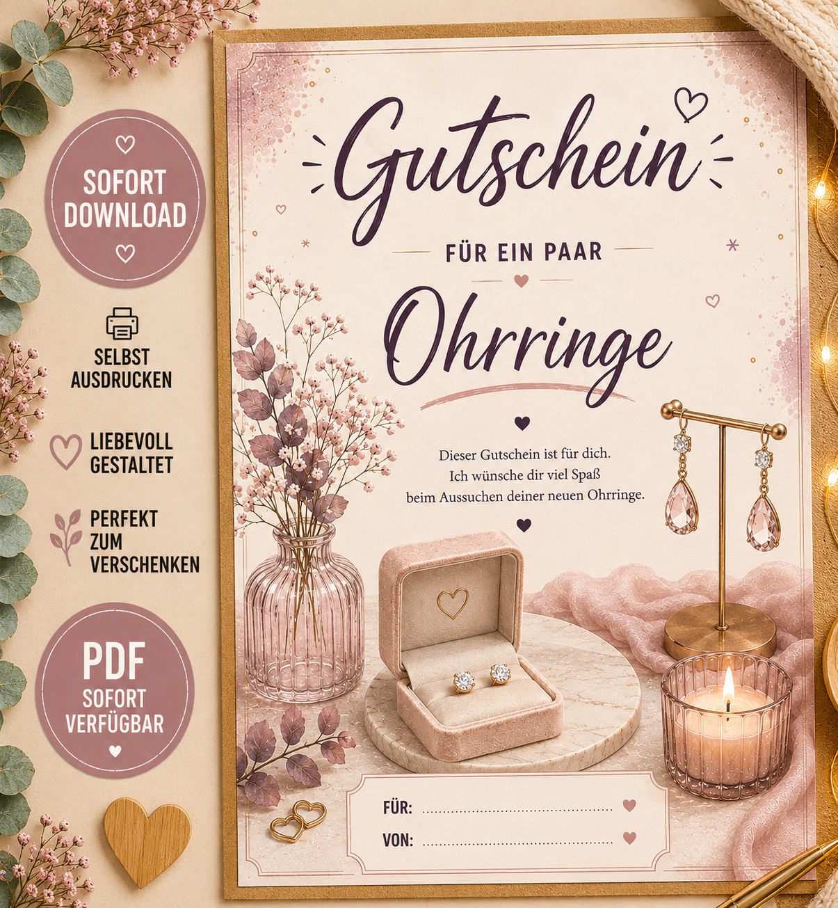Gutschein für ein Paar Ohrringe