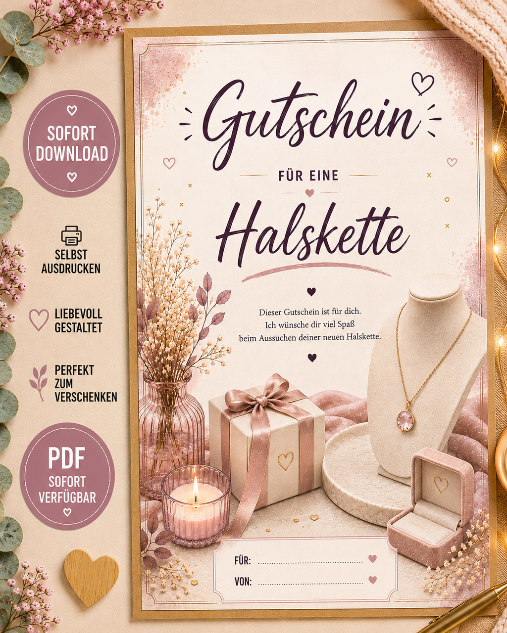 Gutschein für eine Halskette