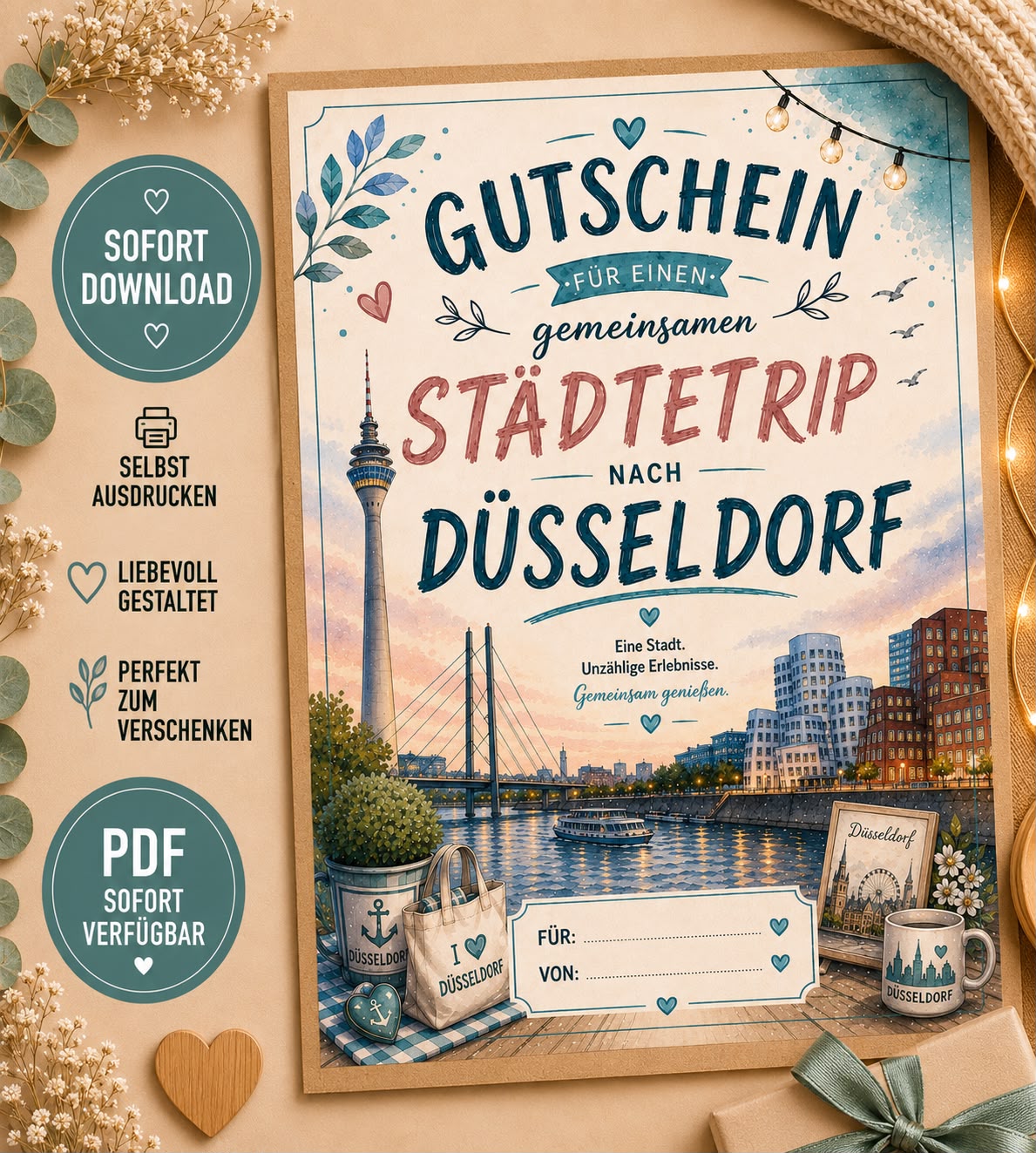 Gutschein Städtetrip Düsseldorf - PDF zum Sofortdownload